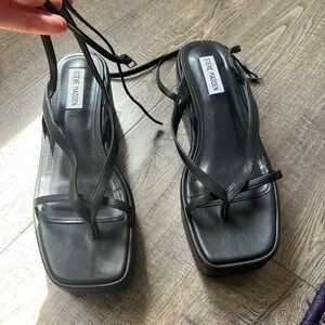 Steve Madden Black Strappy Sandals with Square Toe